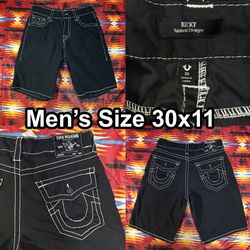 True Religion Ricky Big T Black Board Surf Swimming Shorts Men’s 30x11 Relaxed