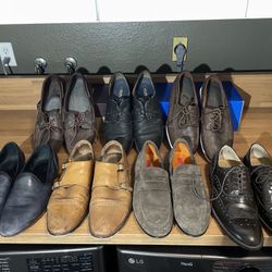 Mens size 12 45 Loafers Oxfords Boat Shoes Brown Gray Tan Banana Republic Cole Haan Italian