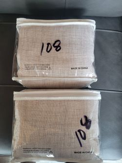 Curtains-Rod pocket textile beige 108" light filtering