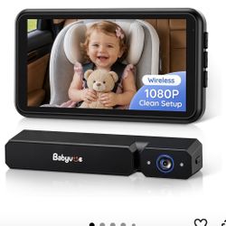 Babyvue BV6 Wireless Baby Car Camera Fast Setup, No Wiring Car Baby Monitor | HD1080P, Auto IR Night Vision, 5.2" Display, 3X Zoom, for Kids Rear Seat
