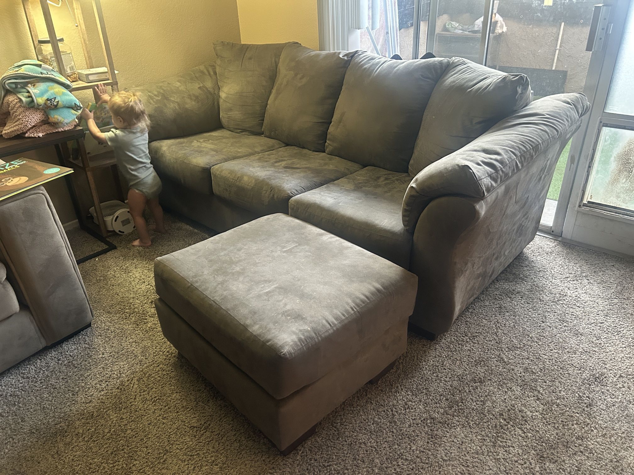 Grey Couch & Ottoman