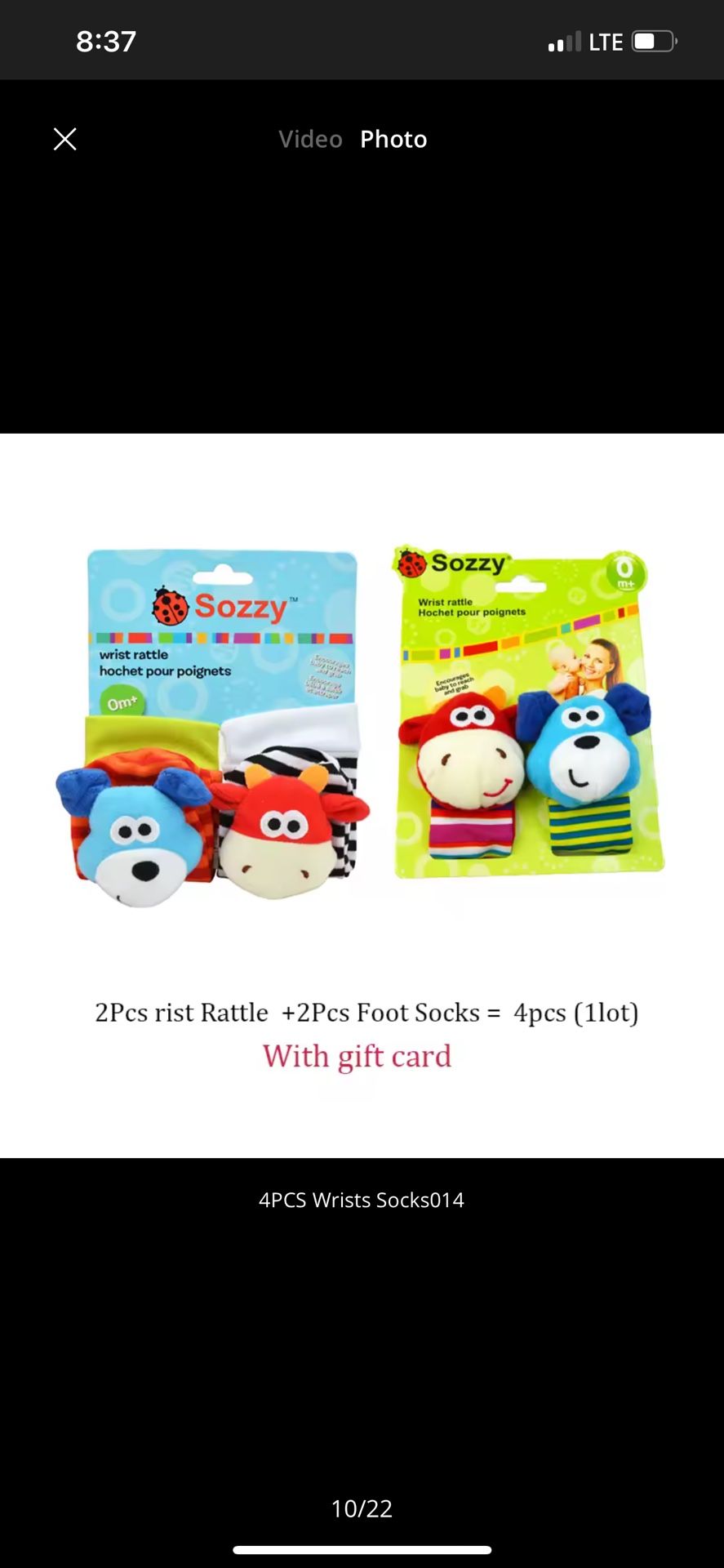 Baby Wrist Rattles Socks Newborn Animal Socks Infants Foot Finder Wrist Strap Baby Socks Sensory Toys Baby Toys 0-12 