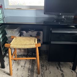 Black Glass And Metal Desk