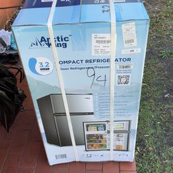 Arctic King 3.2 Cu ft Two Door Mini Fridge with Freezer, Stainless Steel, E-Star