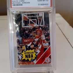 Michael Jordan 1988 Fournier Estrellas Rules Card GEM MT