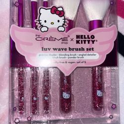 Limited Edition Pink Glittery hello Kitty Makeup Brushes 