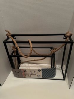 Set of wall shelves black with rope
