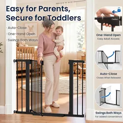 Cumbor 30-43" Baby Gate for Doorways, Auto-Close Walk-Thru Dog Gate, Black
30.5" Tall Pet Safety Gate, Double Lock Child Gate, Two-Way Swing & One-Han