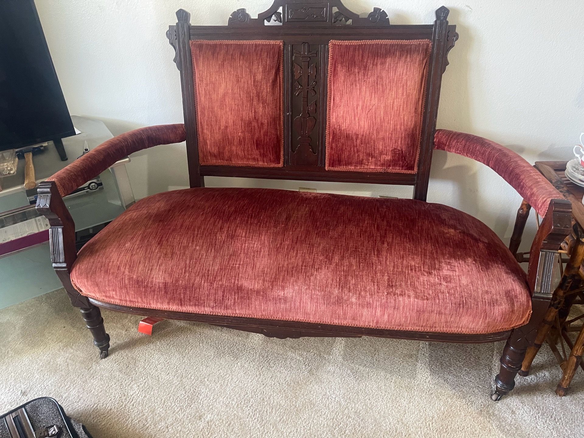 Vintage Antique Velvet Sofa