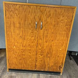 VINTAGE WOODEN CUPBOARD FILE CABINET