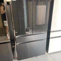 Charcoal Glass And Matte Black Steel 4-Door French Door Refrigerator - 29 Cu. Ft.