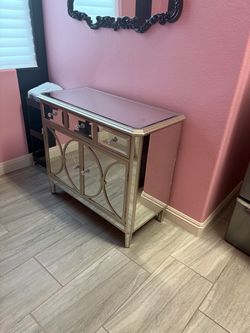 Mirrored Console Cabinet with Drawers