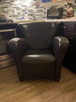 Dark Brown Leather Club Chair