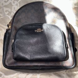 Coach Backpack Large Barely Used Brown And Black Leather