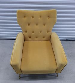 Yellow Velvet Tufted Wingback Accent Chair