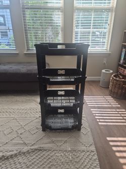 Black 4-Tier Plastic Storage Rack