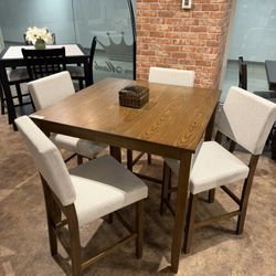 5PC Brown Dining Table Set
