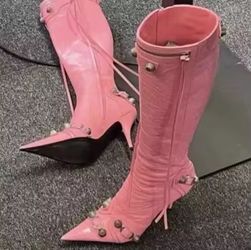 Retro Snake Pattern knee boots