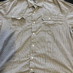 Echo Unlimited Gray/White plaid button-down 3XL long sleeve