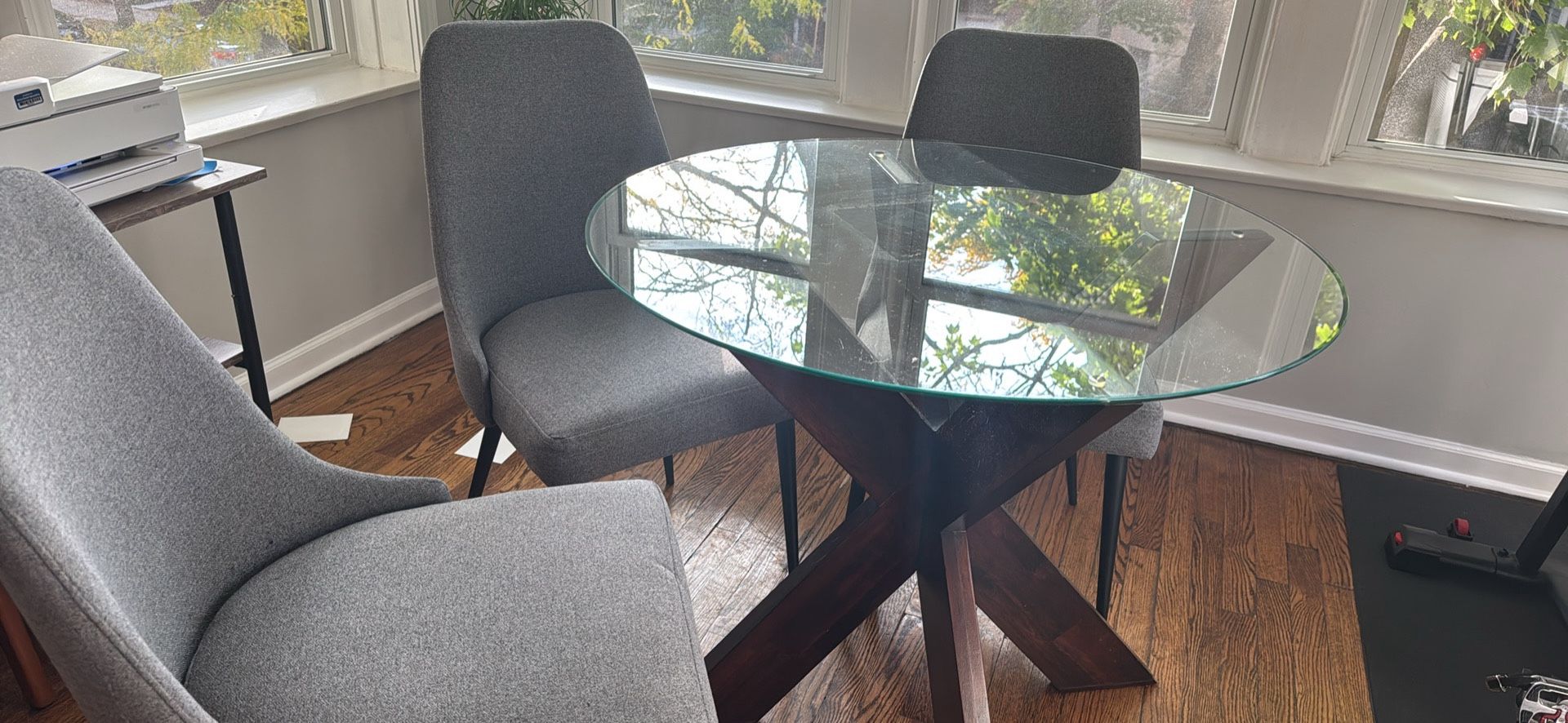 Glass Dinette Table And Chairs-Moving Make Me An Offer!