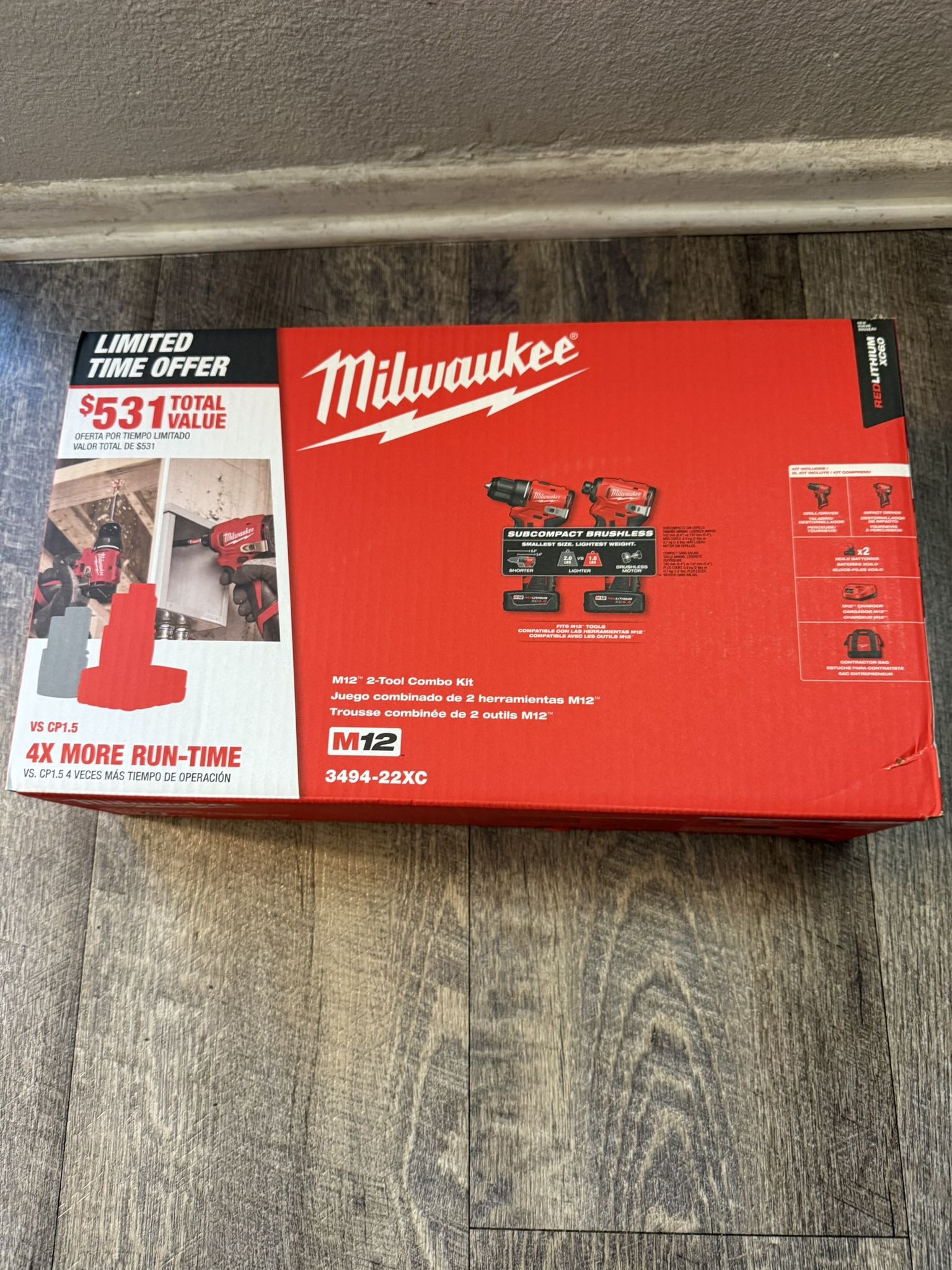 Milwaukee M12 Drill and impact combo with 2 6.0 batteries