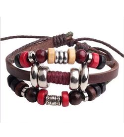 Beaded leather bracelet