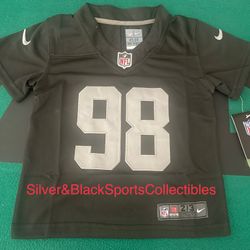 TODDLER STITCHED LAS VEGAS RAIDERS JERSEY SIZE 2T3T, 4T5T, 6T7T Ships Same Day If Ordered Before 3pm PST