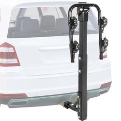 (NEW) $45 Tilt Folding 2-Bike Hitch Mount Rack Bicycle Carrier for 2” Hitch w/ Straps 70 lbs Max