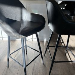 Set of (5) Modern Black Counter Stools
