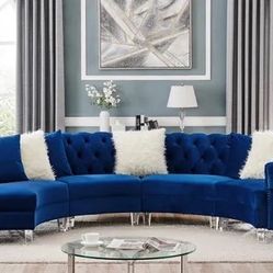 4PC Royal Blue Sectional W/Pillows