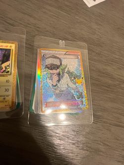 Pikachu and trainer support holos