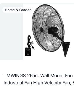 TMWINGS 26 in. Wall Mount Fan 3-Speed Industrial Fan High Velocity  Wall Fan