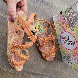 New Size 13 Girls Summer Sandals Wedges Brown By Rachel's Shoes