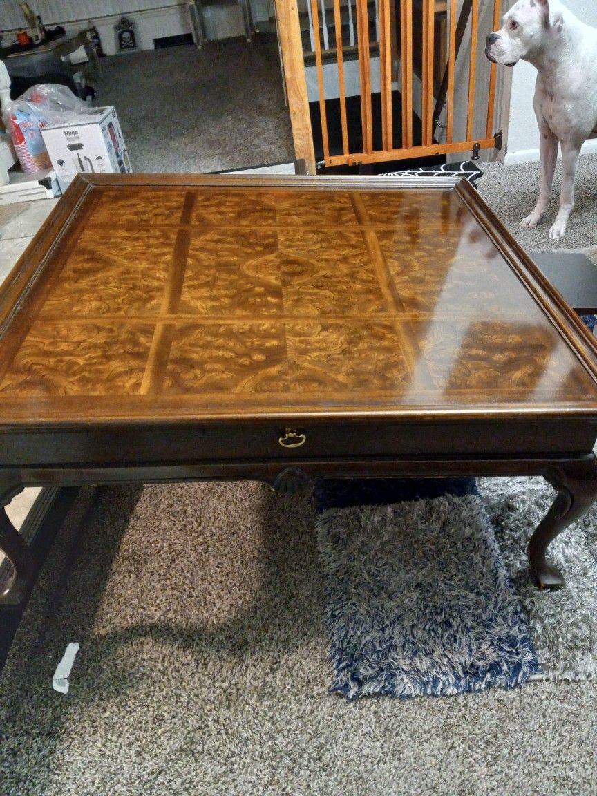Drexel Burl Walnut Coffee Table