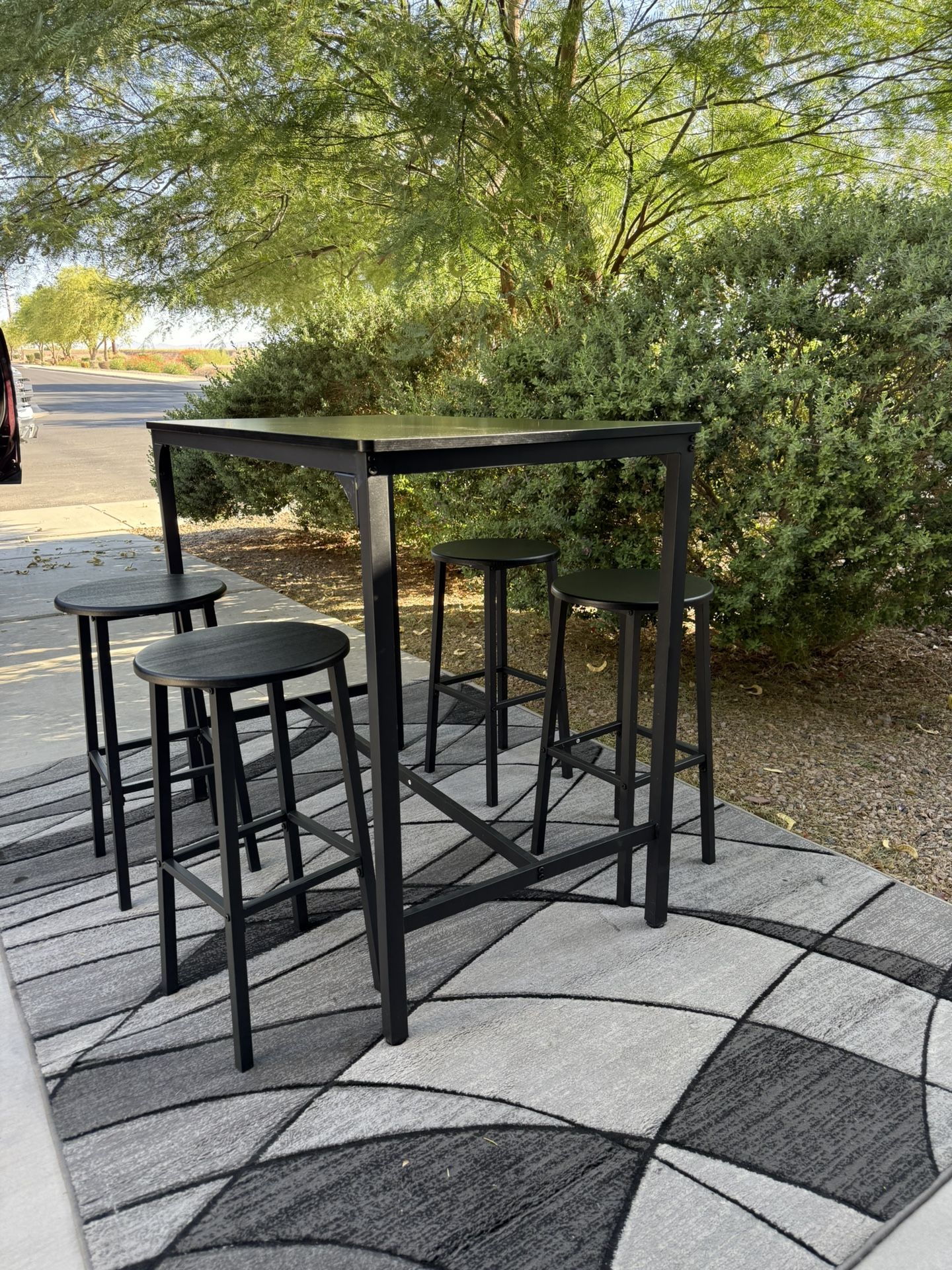 Modern Black High-Top Table Set β 4-Piece