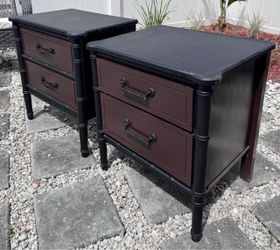 Pair of Faux Bamboo Two-Drawer Nightstands