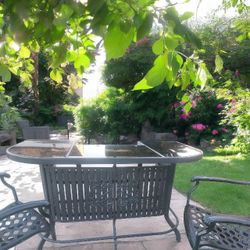 Garden Patio Bar And 2 Barstools Chairs 