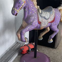 Decorative Signed Artist Carousel Horse For Decor 