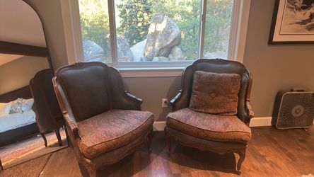 Leather and fabric side chairs
