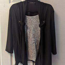 Black Blazer With Attached Sequin Tank Top, L