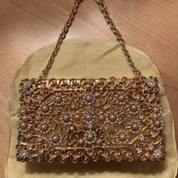 EVANS Snowflake Rhinestone Dance Compact Purse, 1950’s