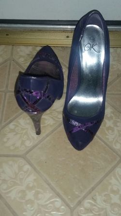 It's OK heels purple with snakeskin trimming