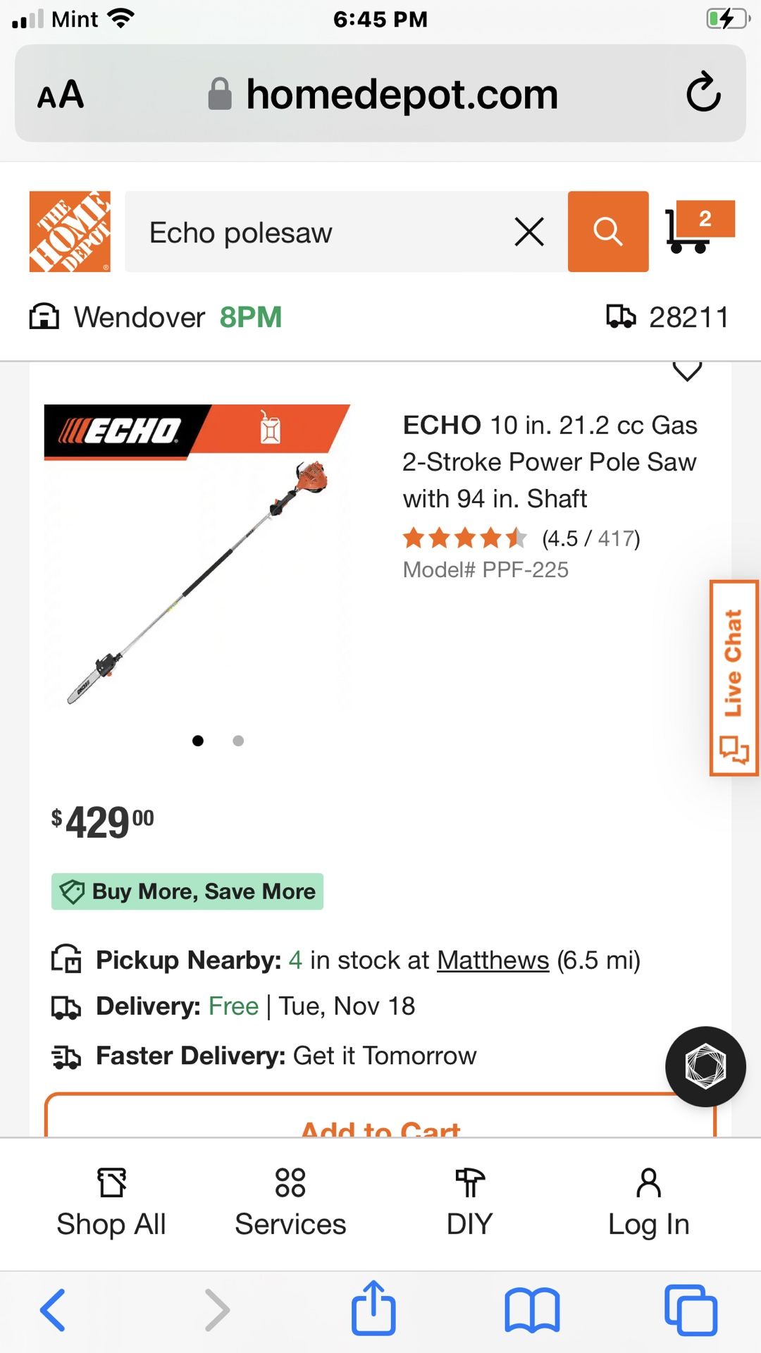 ECHO POLE SAW 