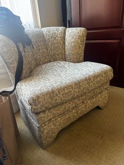 Upholstered Accent Chair Damask Pattern