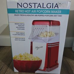 New in Box – Nostalgia Retro Hot Air Popcorn Maker – Healthy Oil-Free Popcorn