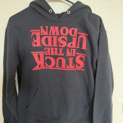 Stranger Things Hoodie Black Red Graphic Upside Down Logo Size S