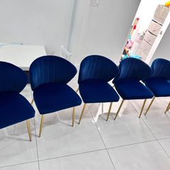 Blue Velvet Gold Chairs