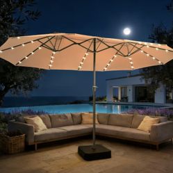 Large Solar Panel Umbrella BROWN