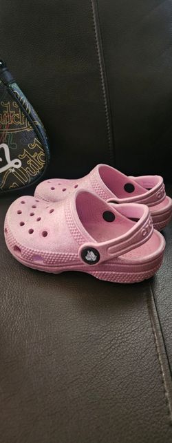 Pink glitter crocs