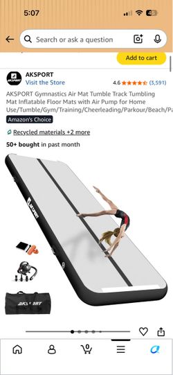 AKSPORT Gymnastics Air Mat Tumble Track Tumbling Mat Inflatable Floor Mats with Air Pump for Home Use/Tumble/Gym/Training/Cheerleading/Parkour/Beach/P